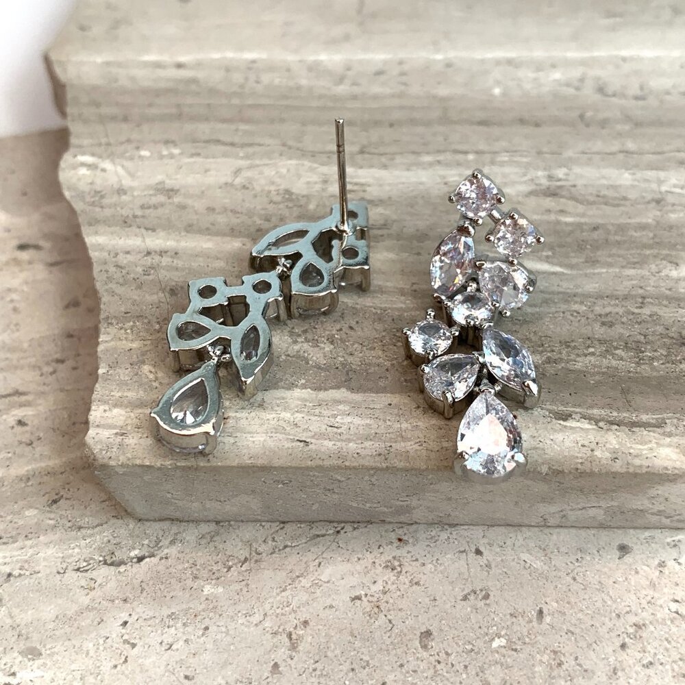 Anthropologie Clear Crystal Drop Earrings - Picture 9 of 10